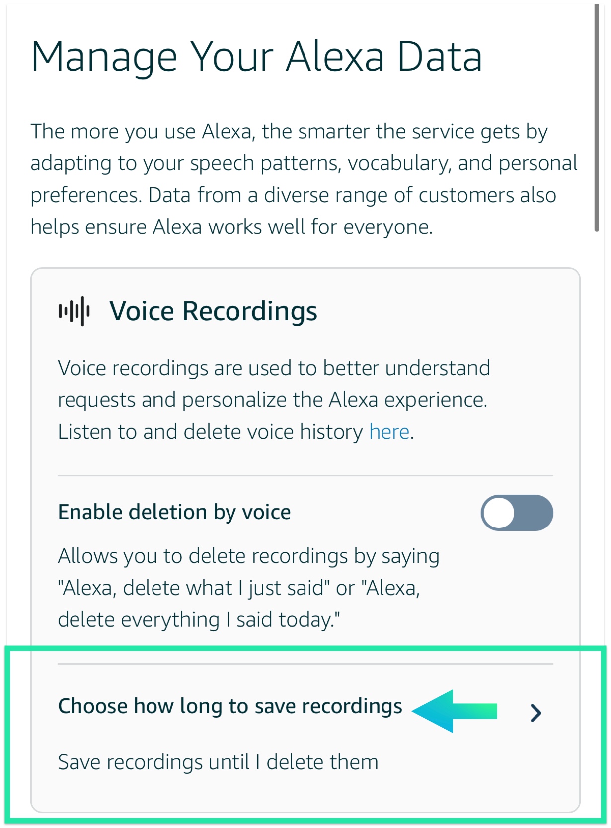 Alexa voice recordings
