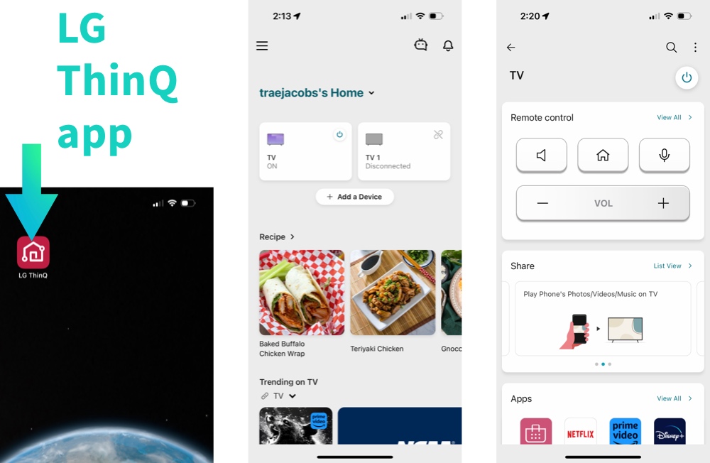 LG ThinQ app screenshots